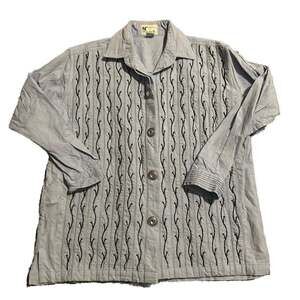 Yak Magik Vintage Embroidered and Beaded Grandma Core Button-Down Shirt